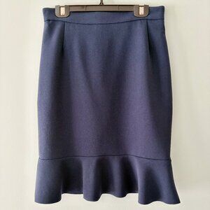H&M Blue Knee-Length Pencil Skirt with Peplum - Size 8